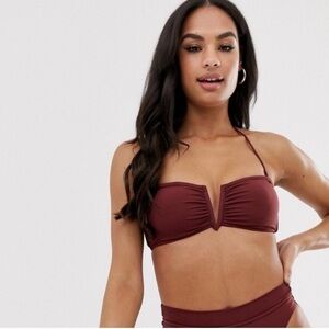 Seafolly Burgundy Bandeau Bikini Top Size 2